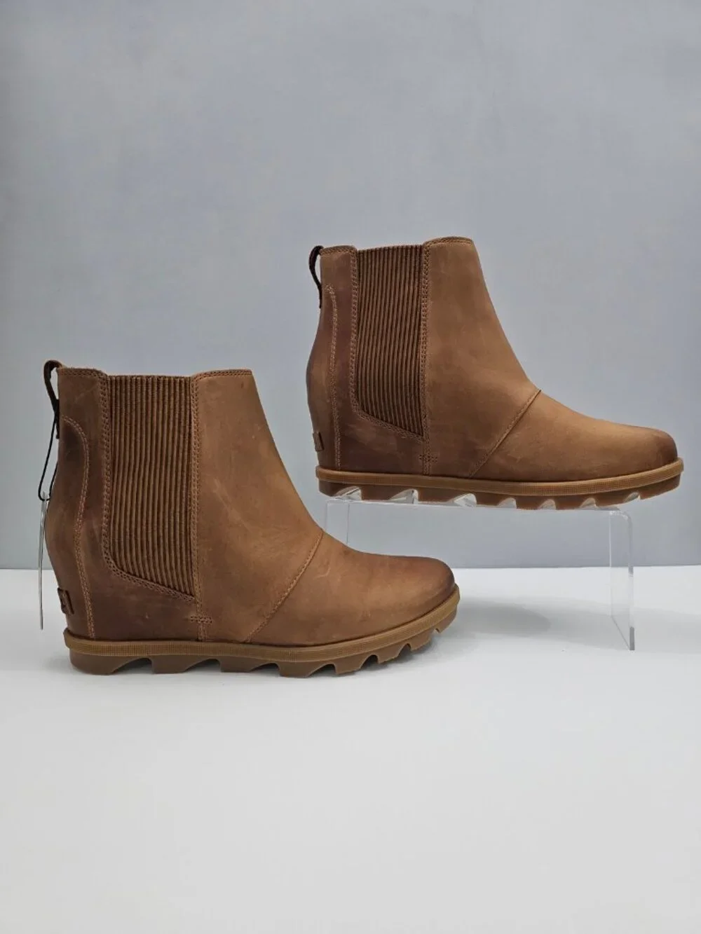 Sorel Joan Rhapsody Chelsea Wedge Ankle Boot Tan Leather Waterproof Womens 11
